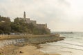 The beach and the Mediterranean seafront. View Tel Aviv Royalty Free Stock Photo