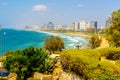 The beach and the Mediterranean seafront. View Tel Aviv Royalty Free Stock Photo