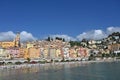 Beach in Menton France cityscape summer