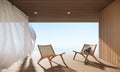 Beach Modern Luxury Villa Hotel with Ocean Sky view, 3D Rendering Royalty Free Stock Photo