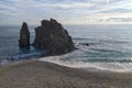 The beach of monterosso and the rock of the bad passage Royalty Free Stock Photo