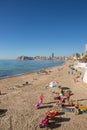 Costa Blanca Benidorm Spain beach just before covid virus lockdown