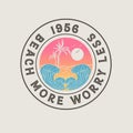 Beach More Worry less typography summer beach round stamp graphic design Royalty Free Stock Photo