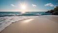 beach in the morning A beautiful sandy beach and soft blue ocean wave that looks realistic and detailed, the beach Royalty Free Stock Photo