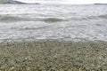 Waves on the beach, sand and water in the beach, stone on the beach Royalty Free Stock Photo