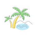 Beach, Mountain And Palm Trees Royalty Free Stock Photo