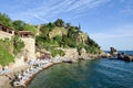 The beach near Antalya harbor, Turkey.