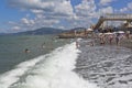 Beach near the locomotive depot in resort settlement Adler, Sochi