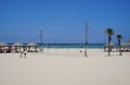 Beach near the sea and tourist promenade in Tel-Aviv