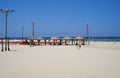 Beach near the sea and tourist promenade in Tel-Aviv