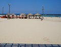 Beach near the sea and tourist promenade in Tel-Aviv