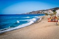 The beach of Nerja, tourist resort Malaga region, Costa del Sol, Andalucia, Spain Royalty Free Stock Photo