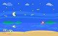 Beach by night scenery vector