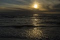 Sunset on the North Sea beach at Katwijk, South Holland, the Netherlands