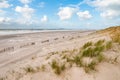 Beach and North Sea on a windy day at the Maasvlakte, Rotterdam, The Netherlands Royalty Free Stock Photo