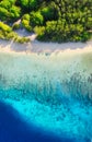 Beach and ocean as a background from air. Azure water background from top view. Summer seascape from drone. Gili Meno island, Indo Royalty Free Stock Photo