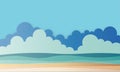 The beach with ocean background paper art style vector illustration - Vector Royalty Free Stock Photo