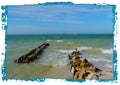 Beach and ocean panorama in mexico chelem Royalty Free Stock Photo
