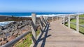 Beach Public Wood Walkway Path Blue Ocean Royalty Free Stock Photo