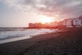 beach and ocean at sunset, Puerto De La Cruz, Tenerife, Canary island