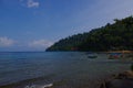 Ocean view of pulau tioman, with boats and trees
