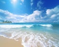 beach and ocean waves with blue sky background Royalty Free Stock Photo