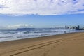 Beach Ocean Waves and Shoreline Against Blue Sky Royalty Free Stock Photo