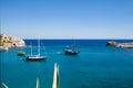 Beach off the coast of the island of Rhodes in Faliraki, Royalty Free Stock Photo