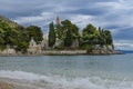 Beach at old Dominican monastery and Zlatni rat in background, Bol, Island of Brac, Croatia