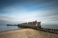 Beach with old military buildings