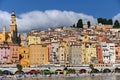 Beach in old town Menton South France cityscape