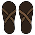 Beach open-toe shoes. Leather slippers. Flip flops for spa. Colored vector illustration. Comfortable summer shoes for men. Isolate Royalty Free Stock Photo