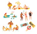 Beach outdoor activities vector collection illustration