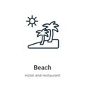 Beach outline vector icon. Thin line black beach icon, flat vector simple element illustration from editable hotel concept Royalty Free Stock Photo