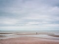 Beach Overcast Cloudy Low Tide, Human Figures