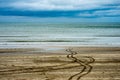 Beach on overcast rainy day in Bettystown, Ireland