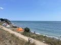 Beach overview - few tents in Vama Veche resort