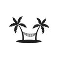 Beach pal trees icon logo vector illustration