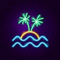 Beach Palm Neon Label