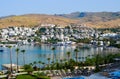 Beach with palm trees in Bodrum Royalty Free Stock Photo