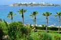 Beach with palm trees in Bodrum Royalty Free Stock Photo