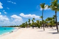 Beach with Palm Trees at Catalina Island in Dominican republic Royalty Free Stock Photo