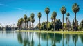 beach palm trees lake Royalty Free Stock Photo