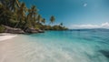 beach with palm trees _A seascape with blue water and waves. The water is clear and sparkling