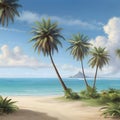 Beach with Palm Tress