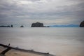 Beach of Pantai Tanjung Rhu on the malaysia island Langkawi. Clouds over the bay. Silky water. Silk effect in the water of a beach