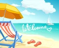 Beach paradise, welcome, relaxing on the beach Royalty Free Stock Photo