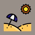Beach Parasol icon isolated with gray background. tropical icon Royalty Free Stock Photo