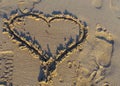 beach, particular, a heart drawn on the beach destined to vanish with the arrival of a wave.