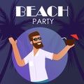 Beach Party Advertising Cover with Smiling Man Royalty Free Stock Photo